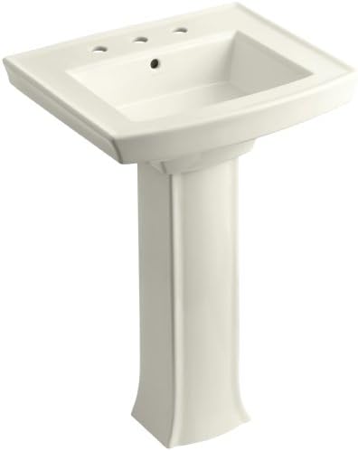 KOHLER K-2359-8-96 Archer Pedestal Bathroom Sink with 8" Centers, Biscuit
