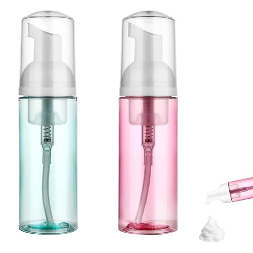 2PCS Foam Pump Bottle Travel Portable Small Size Mousse Foam Soap Dispenser Durable and Sturdy Foam Soap Dispensers Empty for Face Wash Lash Shampoo Skin Care Shampoo Cosmetics Packaging