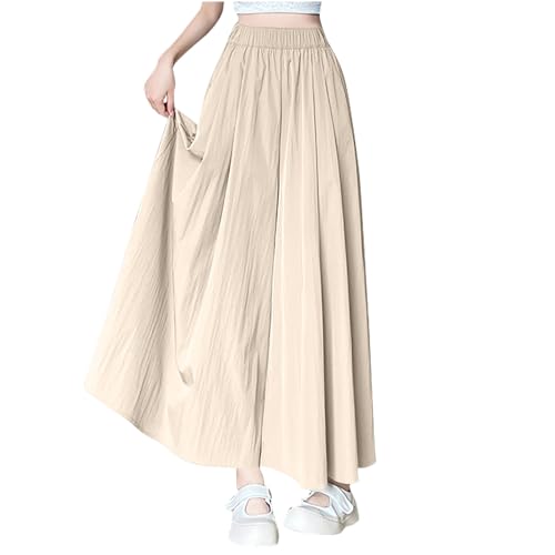 Akklian Culottes for Women Flowy Chiffon Wide Leg Pants Elastic Waist Casual Palazzo Trousers with Pockets Summer Lightweight