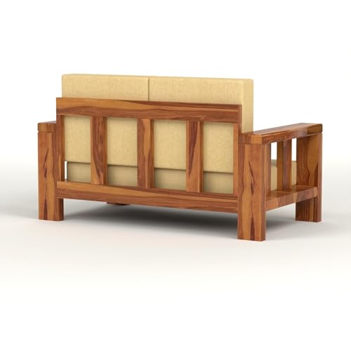 Image of Solid Sheesham Wood 5 Seater Sofa Set for Living Room | 5 Seater Sofa Set | Stylist & Comfact Sofa Set for Home Decor | (Honey Finish2, 5)