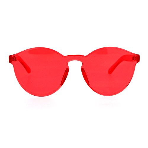Rimless Flat Lens Sunglasses One Thick Translucent Round Lens Frame2