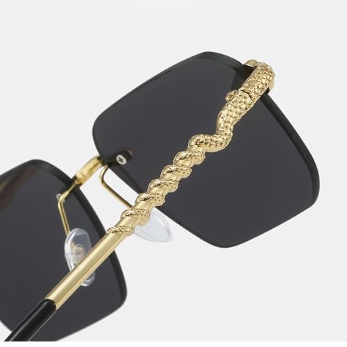 Men's Frameless Sunglasses Fashion Personalized Snake Shaped Metal Frame Retro Simple And Exquisite，L78424