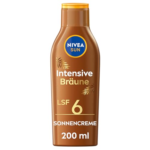 NIVEA SUN Tropical Bronze Sonnenlotion LSF 6 (200 ml), Sonnenschutz für langanhaltende Bräune ohne Selbstbräuner, Sonnencreme mit Carotin-Extrakt und Vitamin E