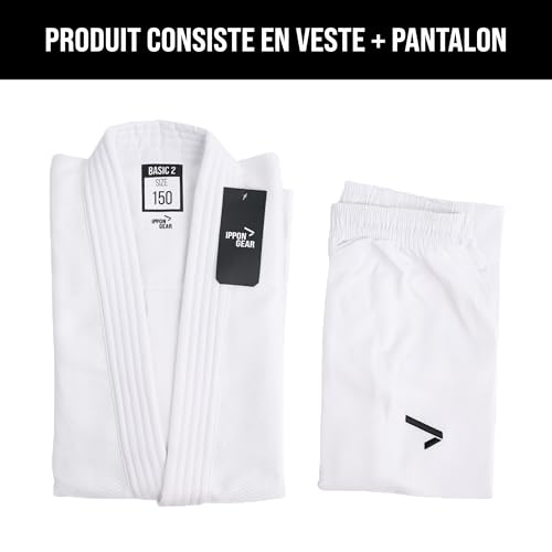 Combinaison de judo en tissu 500gr/m² IPPONGEAR Basic 2 blanche et légère - 2