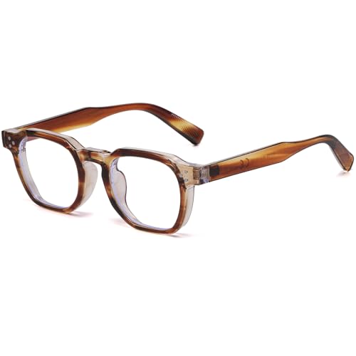 Image of AIEYEZO Retro Blue Light Glasses for Men Women Square Thick Framed Eyeglasses Trendy Vintage Computer Glasses