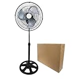 Abanico de Pedestal Metalico, Ventilador Industrial de 3 Velocidades, Motor de 65w, Silencioso, Para Habitacion y Oficina,...