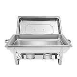 Speisenwärmer Edelstahl, 9L Chafing Dish Warmhaltebehälter Speisewärmer Wärmebehälter Hotel Buffet Wärmer mit Klapprahmen