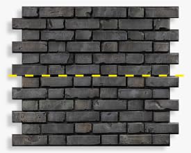 Federleichte 3D Wandpaneele in Steinoptik,Brick Black-Ziegellook in einem tiefen Schwarz; Leicht, stabil und schnell montiert – 2-teilige 1,06m² Paneele aus hochwertigem NEOPOR, 100% Made in Germany