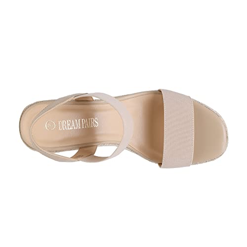 Image of DREAM PAIRS Womens Open Toe Espadrilles Dressy Platform Sandals Slip on Elastic Ankle Strap Wedges Sandals