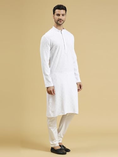 Image of Rajubhai Hargovindas Men Chikankari and Sequin Work Kurta