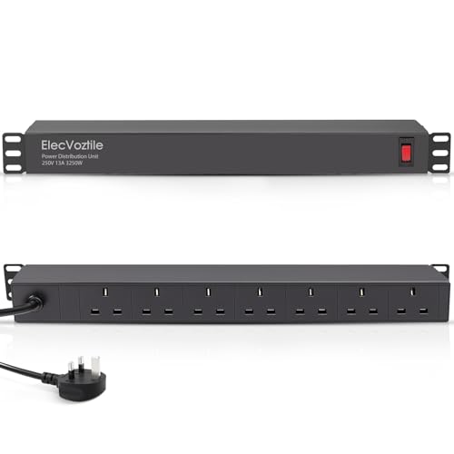 ElecVoztile 7 Way Rack Mount PDU Power Strip 13A Rear Sockets