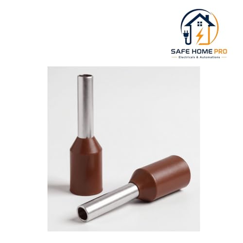 Image of SAFE HOME PRO 100 Pcs,10mm Ferrule Copper Crimp Connectors Lugs End Termnal, Red Insulated Crimp Pin Terminals Copper Crimp Ferrules Wire Cord Pin End E1012 For Multiple Application (10mm)(Browm)
