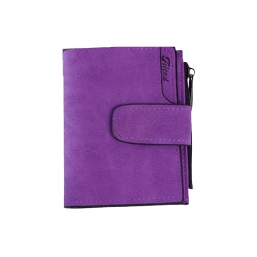 Women's Wallets PU Folding Short Small Wallets Card Bag Credit Card Holder Women(Purple)