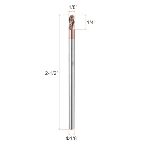 Image of HARFINGTON 5 Pcs Ball Nose End Mill 4 Flute 1 /8 inch Diameter 1 /8 inch Shank Tungsten Carbide TiAlN Coated Spiral CNC Router Bits 1 /4 inch Cutting Length Single End Ball for Carving Engraving Grinding