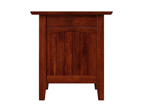Atlantic Furniture Nantucket End Table With Charging Station, Walnut, 20" X 20" #TOP4