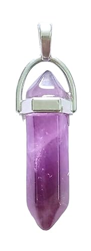 CRYSTALMIRACLE Beautiful Amethyst Double Terminated Pointer Pendant Necklace Healing Fashion Jewelry For Men Women Gift Accessory, 1.25 inches, Amethyst, Amethyst
