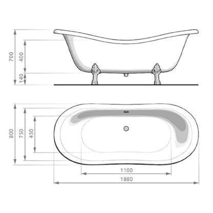 Casa Padrino Jugendstil Badewanne Gelb/Weiß/Silber 188 cm - Freistehende Retro Stil Badewanne – Bild 3