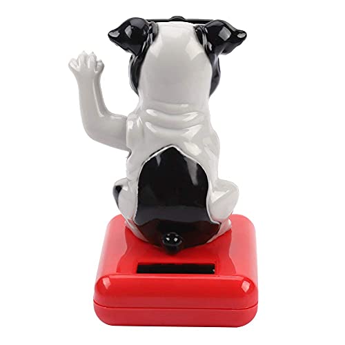 Solarbetriebener Schaukelhund, fröhlicher, liebenswerter Winkehund mit Schwingarm, Auto-Armaturenbrett, Wackelkopf-Dekoration, niedlicher Hund, schüttelndes Ornament, (Black White Dog)