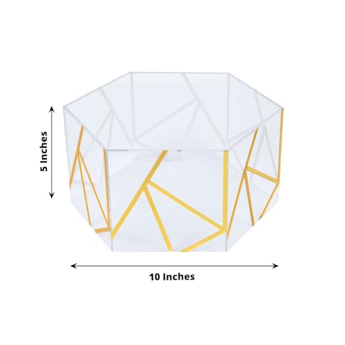 Efavormart PROP_BOX_001H_10_CLGD Efavormart 10 Inchx5 Inch Clear/Gold Acrylic Transparent Geometric Pedestal Riser Box, Hexagonal Cake Stand Display thumb #1