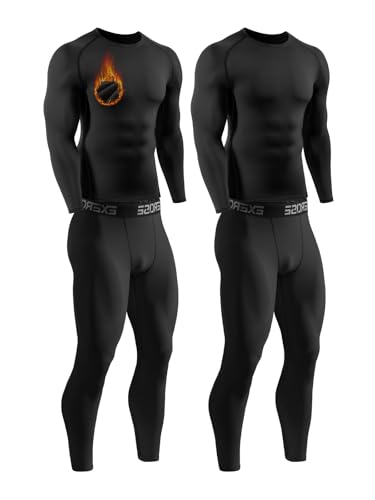 2 Pack Thermal Underwear for Men,Mens Long Johns Thermal Set Soft Fleece Lined Base Layer for Cold Weather