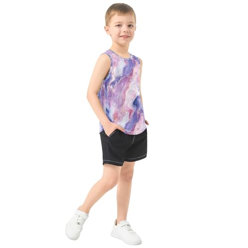 Boys Tank Top Shirts Colorful Marble Sleeveless T-Shirts Crew Neck for Kids Clothing Children4