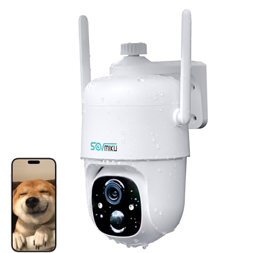 SOVMIKU CQ1S 2K Battery Security Camera Cordless Outdoor,2-Years Free Cloud Storage, Motion Detection, Two-Way Audio, 360° View Pan/Tilt, Easy to Setup, Night Vision, Audible Flashlight Alarm,SD Slot
