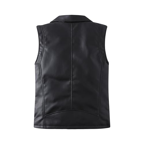 Kids Faux Leather Vest | Sleeveless Motorcycle Jacket with Zipper Pockets Coat for Boys Girls Ages 3-122