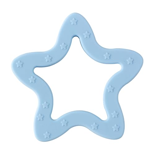 Image of Jimibaby Silicone Star Teether, Christmas, Holiday teether, The First Teething Toy for Baby Boys and Girls,100% BPA Free, Easy to Hold, Ideal Stocking Stuffers for Baby boy and Girl (Star Blue)