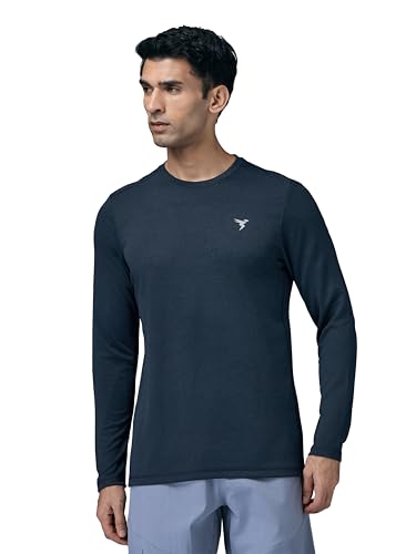 Image of TECHNOSPORT Men's Slim Fit Full Sleeve Round Neck T-Shirt, Double Cool Quick Dry Moisture Wicking Stretchable Sports Gym and Casual Wear