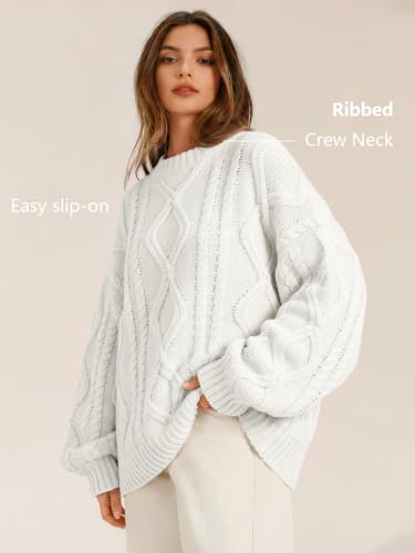 Image of Trendy Queen Women's Oversized Cable Knit Sweaters 2026 Fall Outfits | Quiet Luxury Style, Chunky Knit Texture, Winter Holiday Outfit, Easy Layering Piece, Fall Fashion Staple