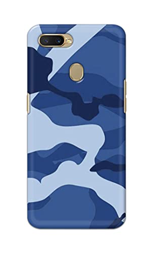 Image of Printed Hard Back Cover Case for Oppo A7 | Oppo A5s | Oppo A12 | Oppo A11k | Oppo A12s Back Cover (Army Blue Pattern) -702
