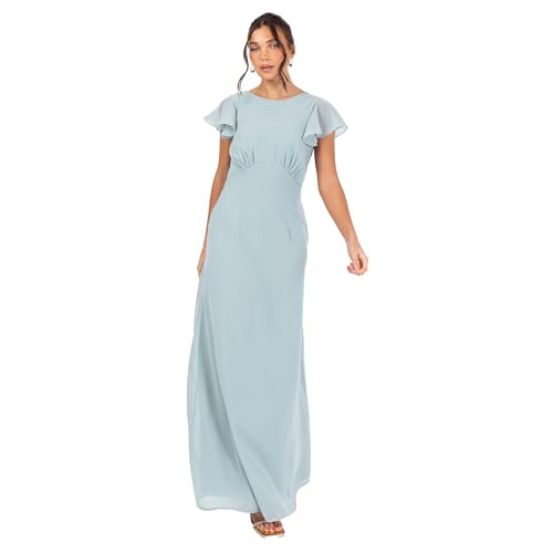 Robe longue de soirée bleu nuage de style haute couture pour grand mariage et gala