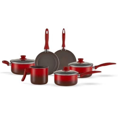 Brinox - Jogo de Panelas Antiaderente Ceramic Life 6 Peças Easy - Vermelho