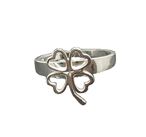 Bague en argent massif 925 Trèfle R000835, cadeau porte-bonheur