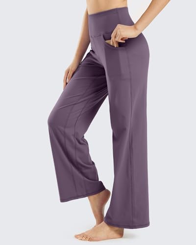 Image of Promover Wide Leg Pants Woman Yoga Pants with Pockets Stretch Loose Casual Lounge Sweatpants Petite /Regular /Tall