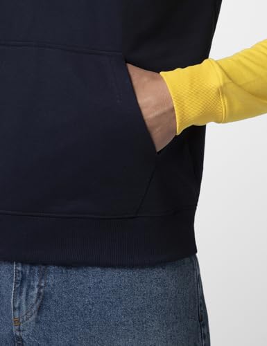 Image of FYLTR Men's Casual Colourblock Raglan Hoodie with Drawstrings - Utility Pockets | Ribbed Hem & Cuff | Winter Hoodie for Men