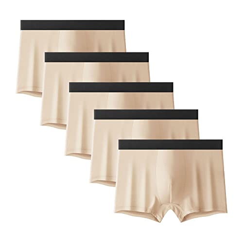 JEKE-DG Mens Solid Colour Boxer Briefs Soft Stretch Breathable Trunks Performance Athletic Sports Underwear (4X-Large,skin colour-5pc)