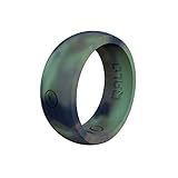 QALO Men's Classic Camo Silicone Ring with Compass Logo, Size 12