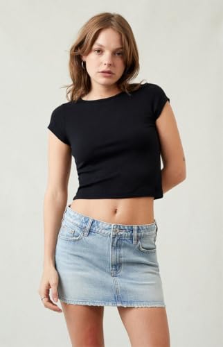 PacSun Women's Bella Stretch Light Indigo Mid Rise Denim Mini Skirt - Multicolor3