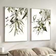 Impression artistique branche d'olivier 70x100 cm pour déco salon moderne