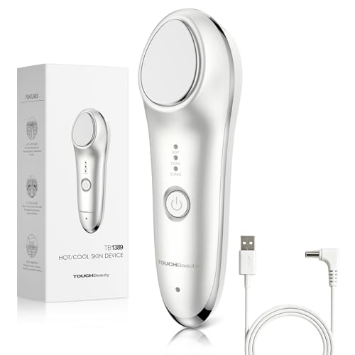Hot Cold Sonic Facial Massager, 42°C Heating & 6°C Cooling Skin Device with Vibration, Rechargeable Auto Shut Off Face Massage Tool with Stainless Steel Head for Daily Home Skincare