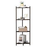 Picture of Wisuce Corner Shelf Stand - 4 Tier Walnut Bamboo Small Corner Bookshelf for Office Kitchen Bedroom Plant Stand Living Room Decor Small Space
