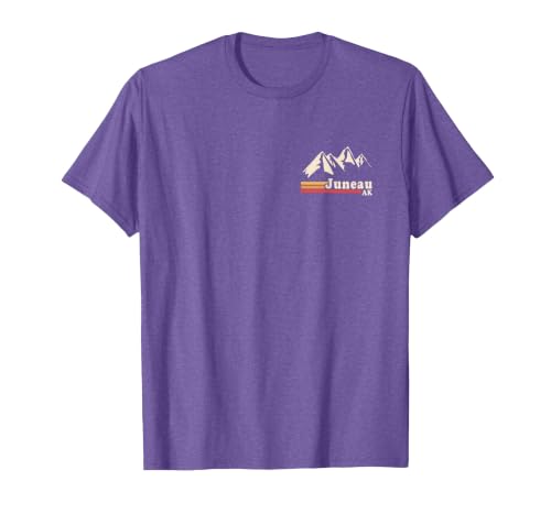 Retro Juneau Alaska AK Mountain T-Shirt, Men, Purple Heather, Small