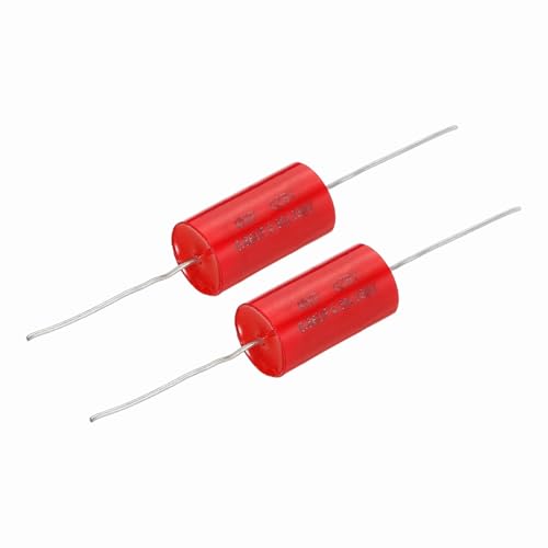 Image of sourcing map 2pcs 0.68uf Frequency Divider Capacitor, 250V Red Axial Audio Speaker Crossover MKP Film Capacitor