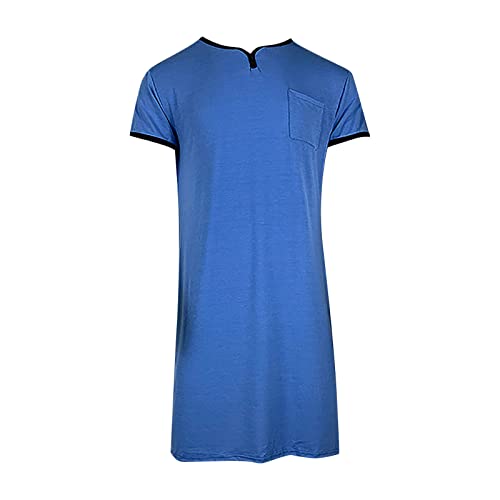 Uillui Men's Soft Nightshirt Robe Short Sleeve Nightgown Henley Sleep Shirts Nightwear for Sleeping Loose V Neck Nightshirts4