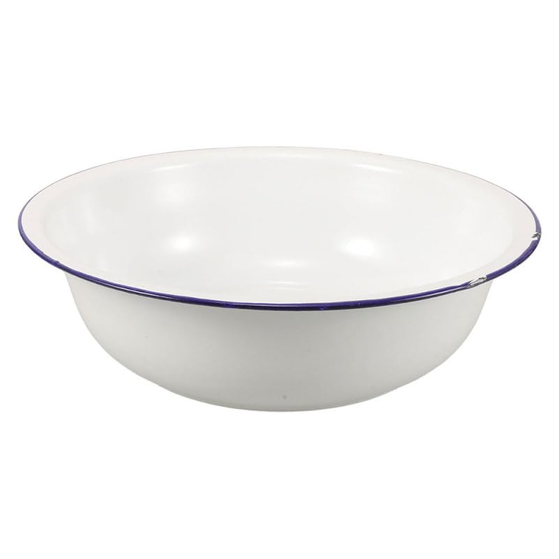GALPADA Vintage Enamelware Basin, Enamel Mixing Bowl, Easy to Clean Surface for Foot Bath, Face Washing, Laundry, Kitchen, and Bathroom