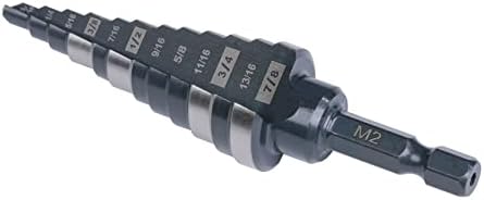 Jerax tools Quick Change Step Drill Bit Double Fluted M2 High Speed Steel Drill bits for Hole Drilling in Stainless Steel, Copper, Aluminum, Wood, Plastic (7/8")