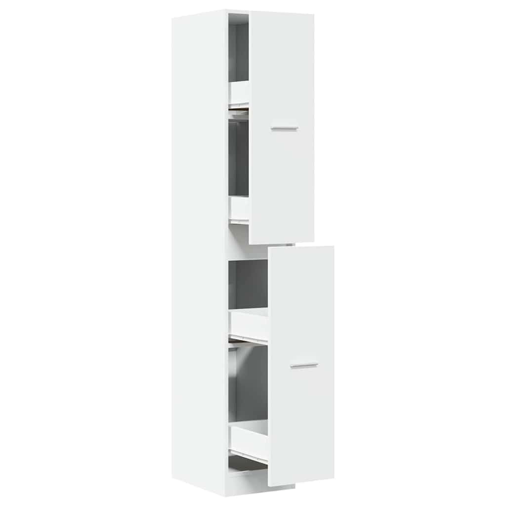 Helloshop26 Armadietto da lavoro moderno portaoggetti ergonomico, 30 x 41 x 174 cm, in legno di ingegneria, bianco 02_0055649