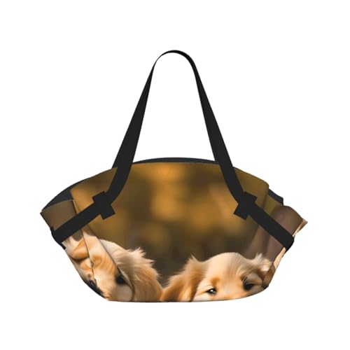 Bolsa de lona con estampado de cachorros Golden Retriever para llevar tu pasión a la playa