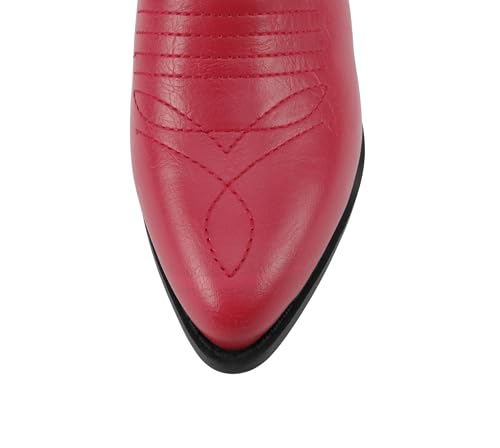 Image of Soda inchTELLER inch ~ Women's Western Cowboy Boots with Stitched Detailing, Pointed Toe, and Low Block Heel